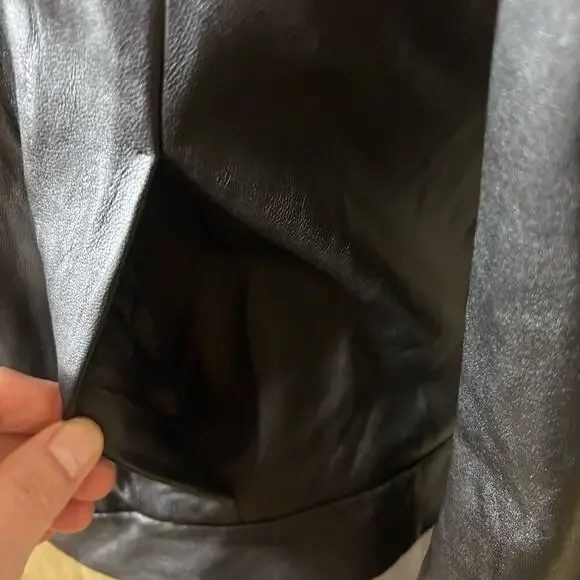 Madewell lamb leather shrunk zip front brass hardware jacket size 6** - Picture 6 of 15